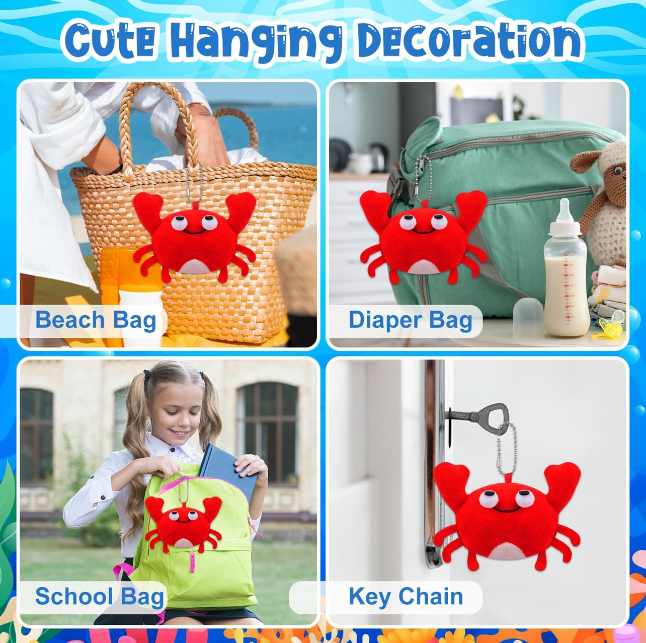 Plush Crab Novelty Keychain