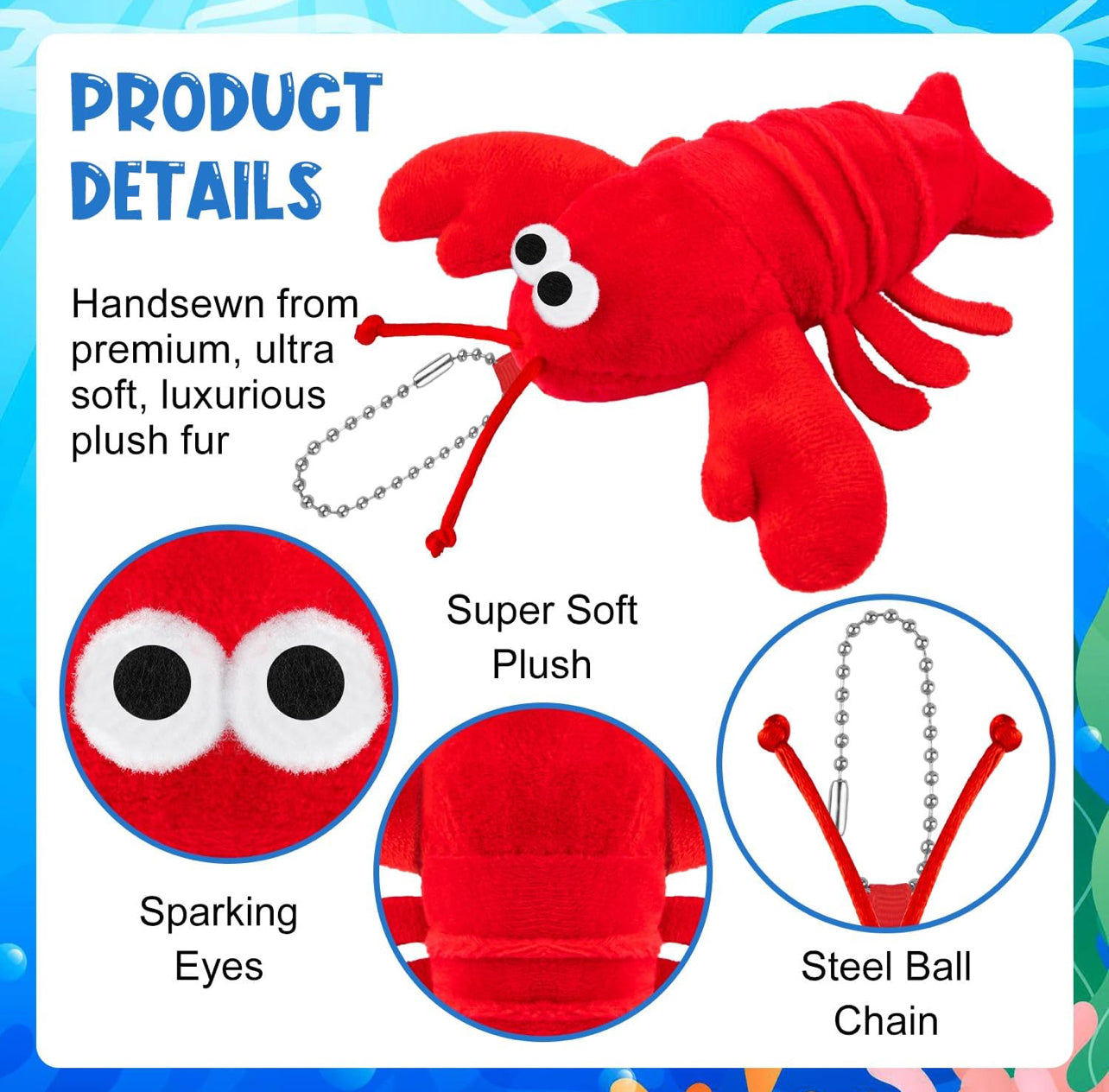 Plush Crawfish Novelty Keychain
