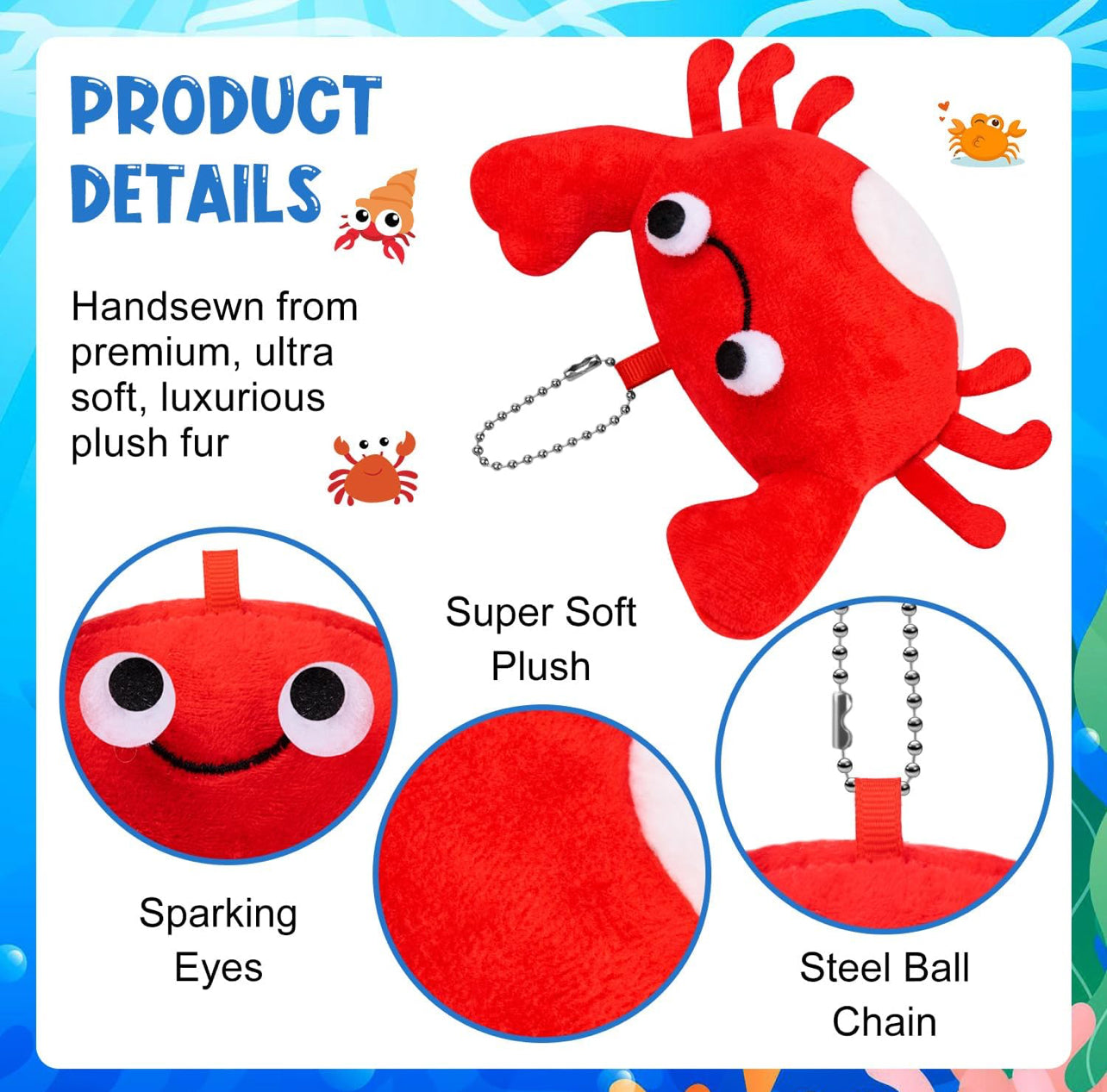 Plush Crab Novelty Keychain